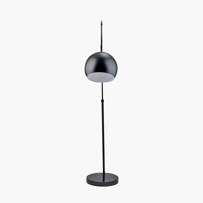 Feliciani Matt Black Metal & Black Marble Floor Lamp - 175cm