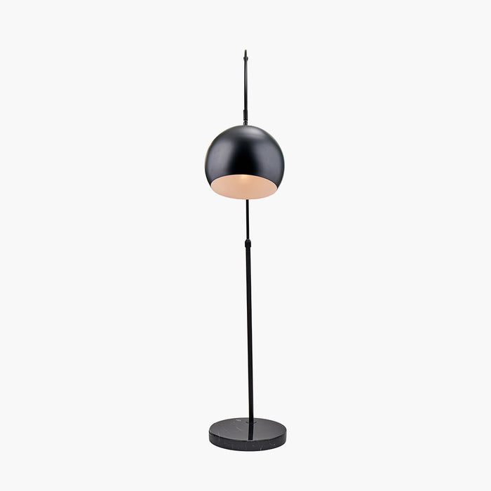 Feliciani Matt Black Metal & Black Marble Floor Lamp - 175cm