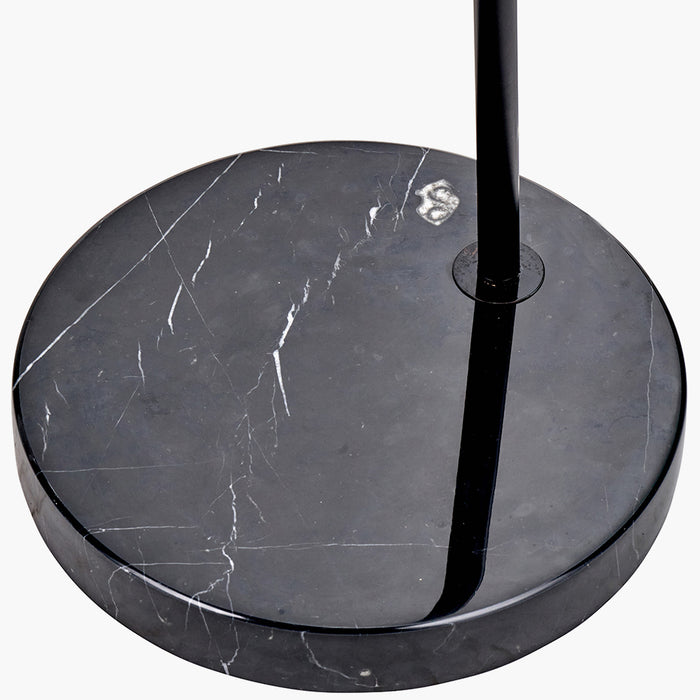 Feliciani Matt Black Metal & Black Marble Floor Lamp - 175cm