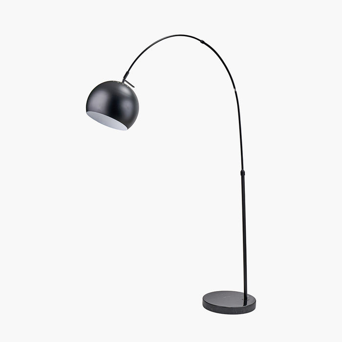 Feliciani Matt Black Metal and Black Marble Floor Lamp - 175cm