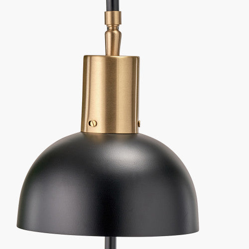 Mayfair Matt Black Domed Task Floor Lamp with Lampshade - 141cm ( Due Back In 29/11/2024 )