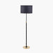 Bryce Black & Gold Adjustable Floor Lamp with Black Fabric Shade- 150cm