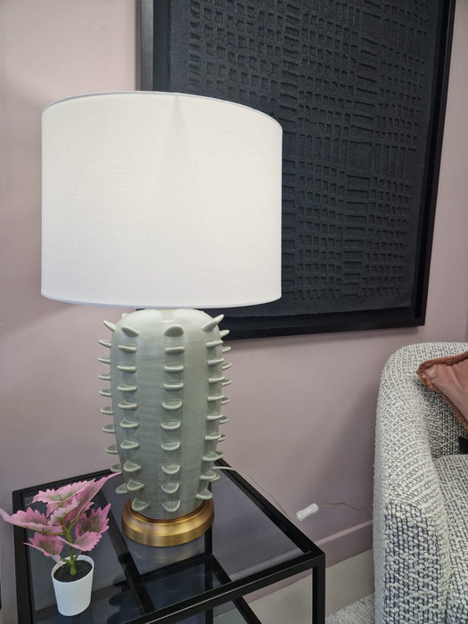 Modern Cactus-Inspired Ceramic Table Lamp with Linen Shade - 70cm