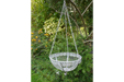 Outdoor Garden Planters, Silver Metal, Round, Hanging Basket