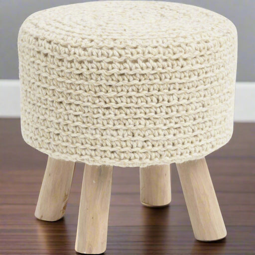 Yvette Knitted Stool in Natural