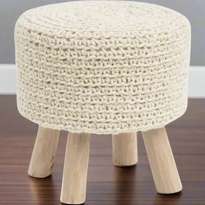 Yvette Knitted Stool In Natural