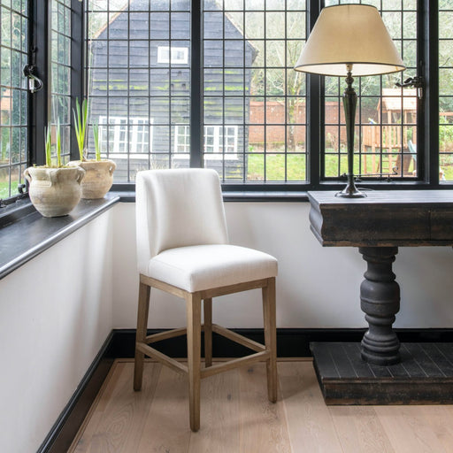 Liberty Counter Stool, Oak Framed, White Linen