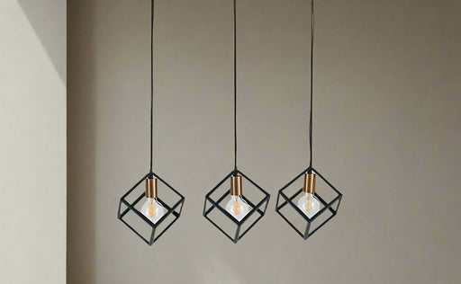 Alessio Matt Black Three Cube Ceiling Light