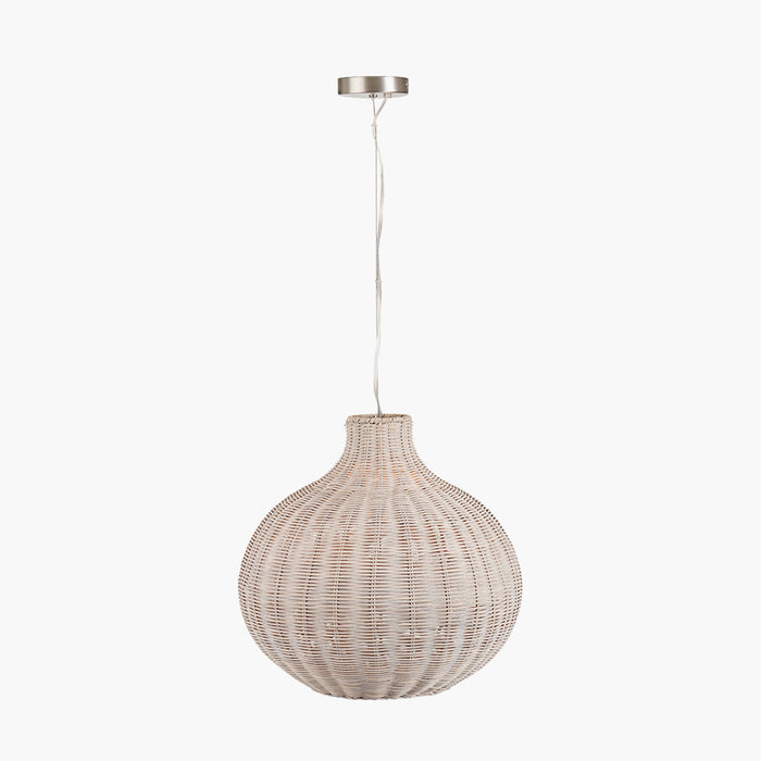 Allona Grey Wash Woven Rattan Pendant - 40cm