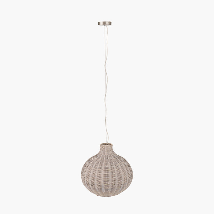 Allona Grey Wash Woven Rattan Pendant - 40cm