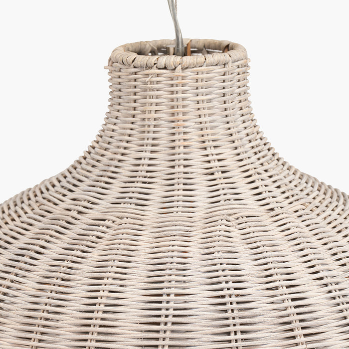 Allona Grey Wash Woven Rattan Pendant - 40cm