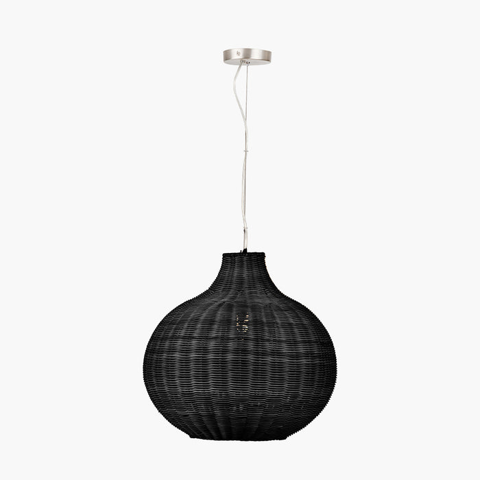 Allona Black Woven Rattan Ceilling Light Pendant