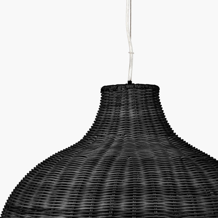 Allona Black Woven Rattan Ceilling Light Pendant