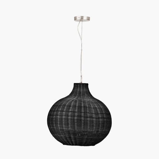 Allona Black Woven Rattan Pendant  40cm