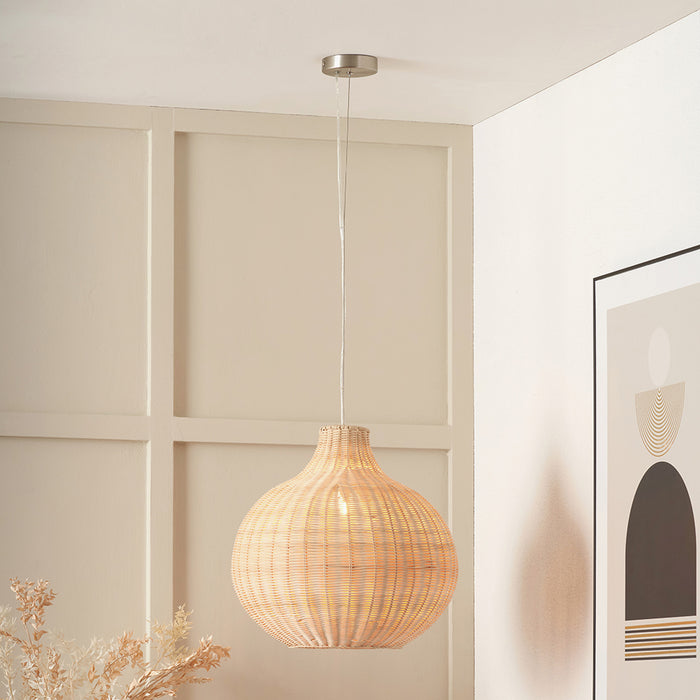 Allona Natural Woven Rattan Pendant - 40 cm