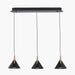 Astarion Matt Black and Gold 3 Drop LED Pendant - 66 cm