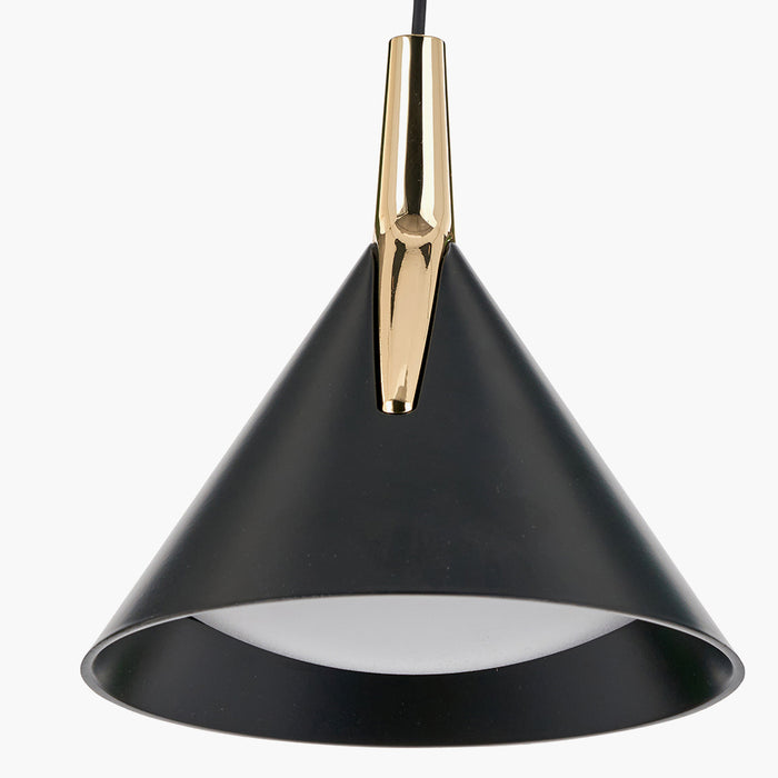 Astarion Matt Black and Gold 3 Drop LED Pendant - 66 cm