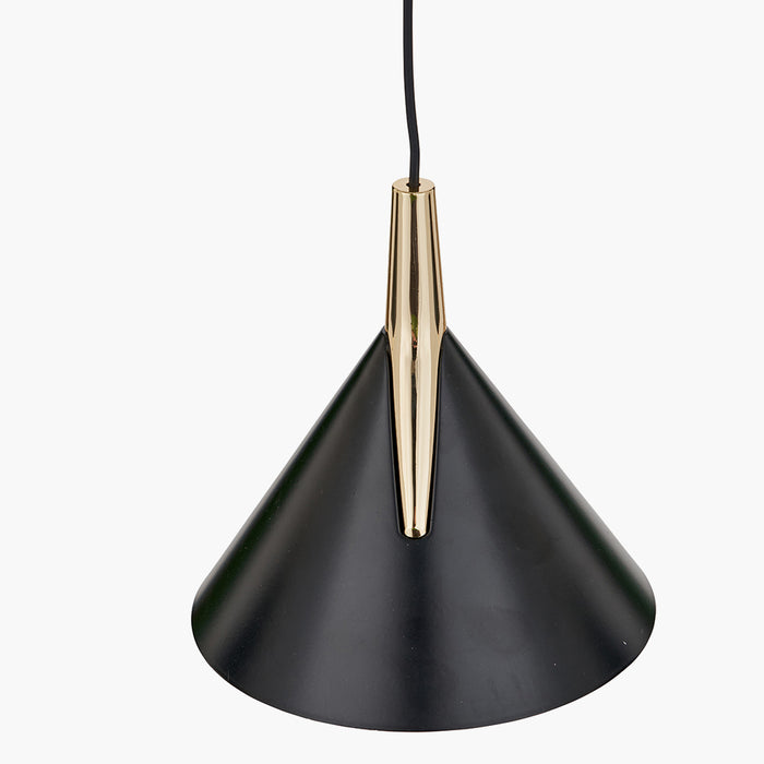 Astarion Matt Black and Gold 3 Drop LED Pendant - 66 cm