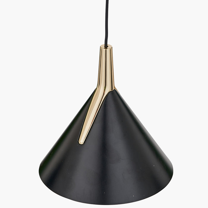 Astarion Matt Black and Gold 3 Drop LED Pendant - 66 cm