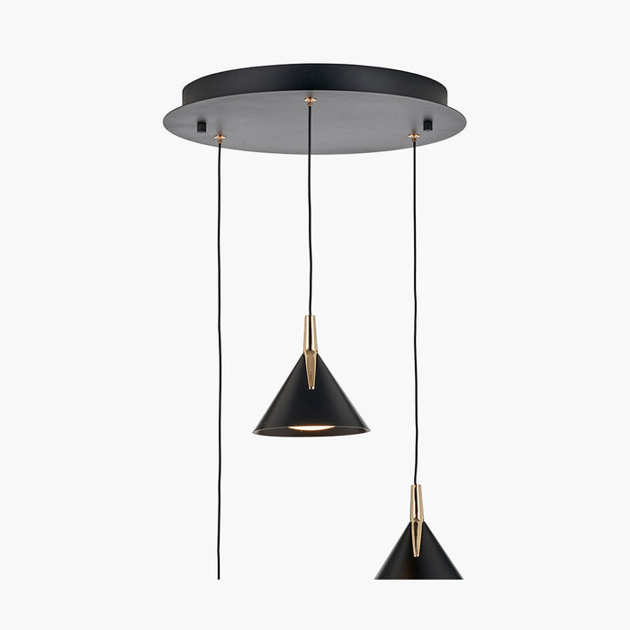 Astarion Matt Black and Gold Multi Drop LED Pendant - 42 cm