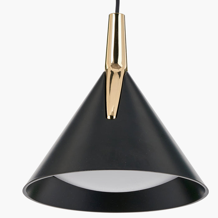 Astarion Matt Black and Gold Multi Drop LED Pendant - 42 cm