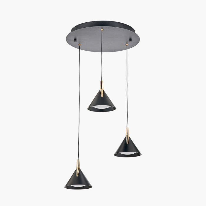 Astarion Matt Black and Gold Multi Drop LED Pendant - 42 cm