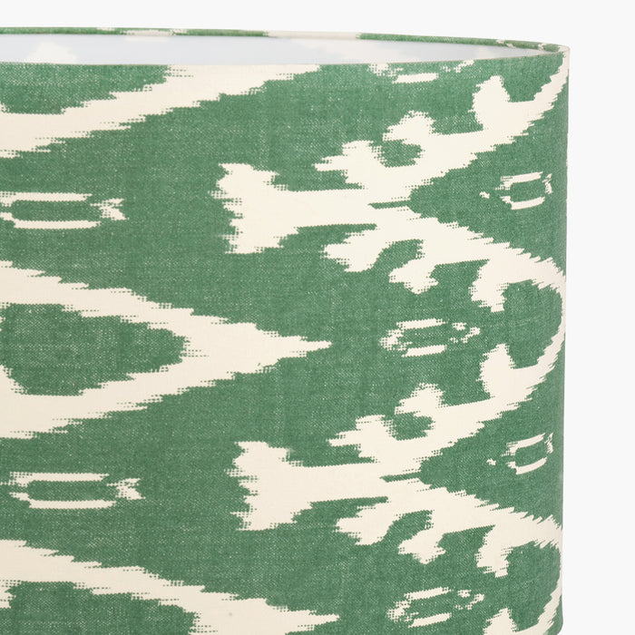 Racing Green Ikat Patterned Cylinder Shade - 35cm  ( Due In 29/11/2024 )