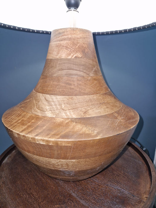 Modern Mango Wood Table Lamp with Handwoven Shade