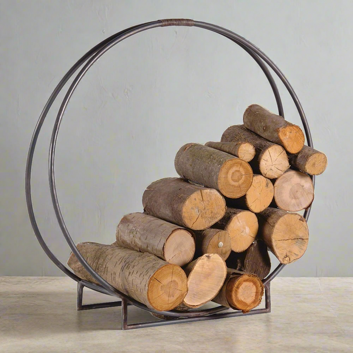 Gunmetal Grey Circular Log Holder – 70cm Modern Fireplace Storage