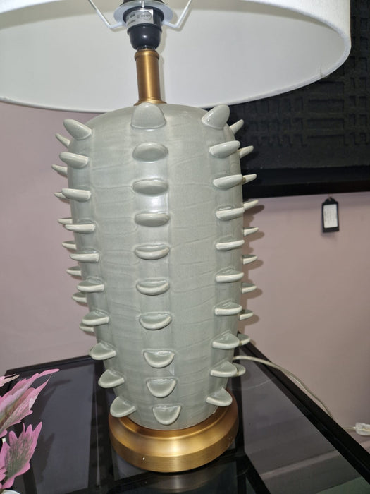 Modern Cactus-Inspired Ceramic Table Lamp with Linen Shade - 70cm