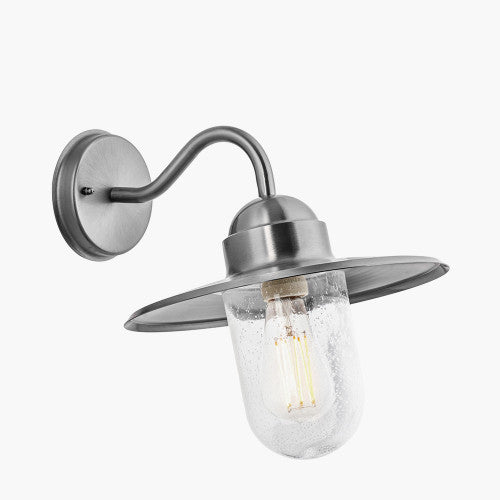 Lilium Brushed Steel Metal and Glass Fisherman Wall Light