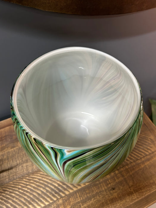 Kira Vase, Green, Glass, Wide