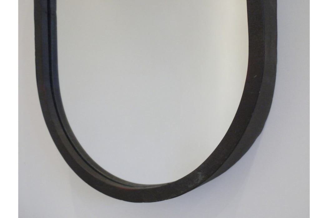 Rustic Black Oval Hanging Mirror With Rope