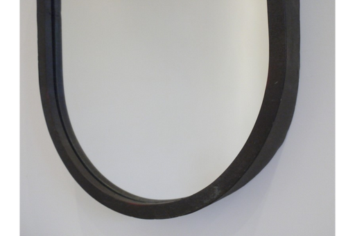 Rustic Oval Hanging Mirror – Metal Frame & Rope Accent  