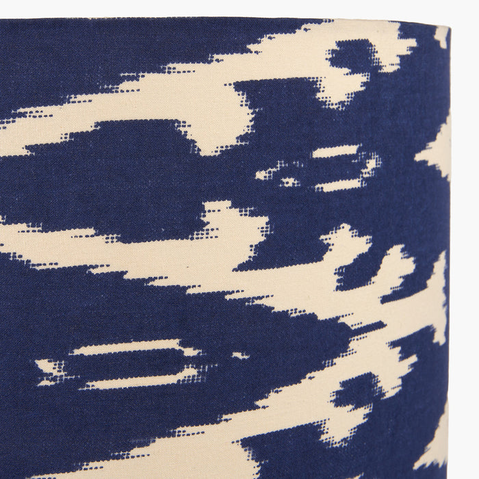 Malin Ocean Blue Ikat Patterned Cylinder Shade- 35cm