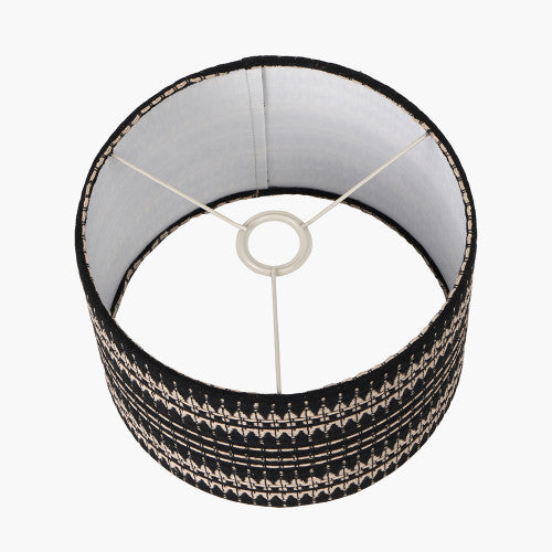 Saga Black and White Woven Cylinder Shade- 40cm