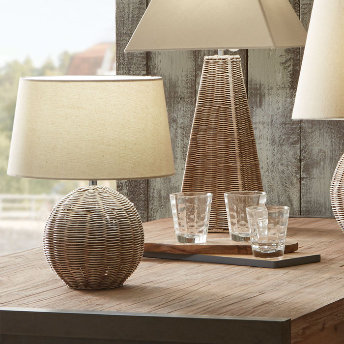 Raffles Rattan Table Lamp & Cream Shade