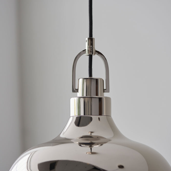 Crofton Polished Nickel &amp; White Ceiling Pendant Light