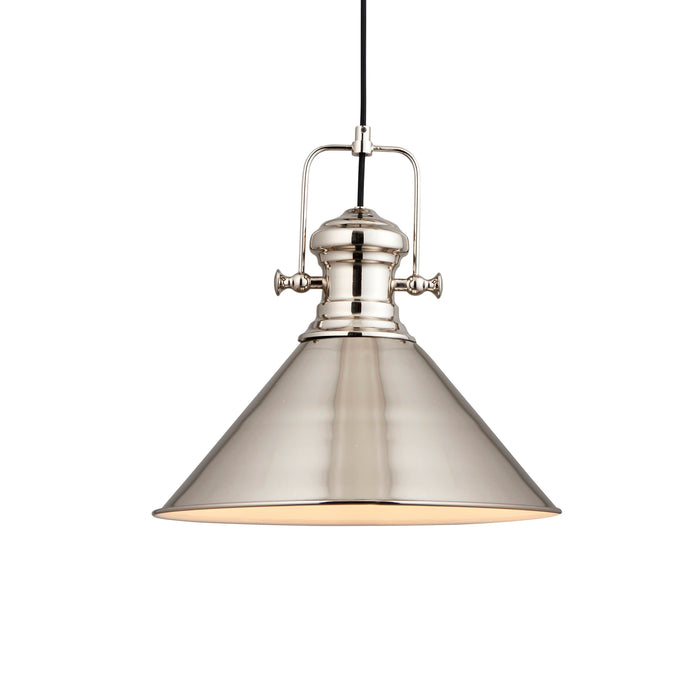 Brampton Nickel & White Ceiling Pendant Light