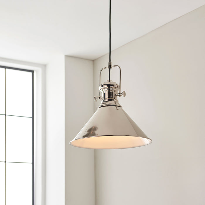 Brampton Nickel & White Ceiling Pendant Light