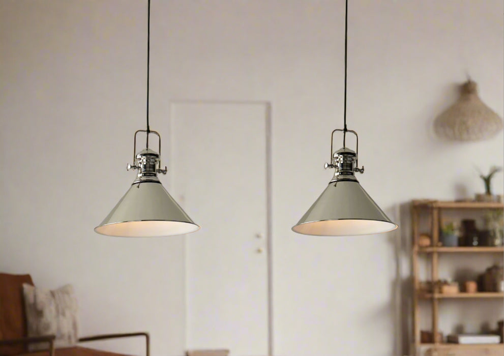 Brampton Nickel & White Ceiling Pendant Light