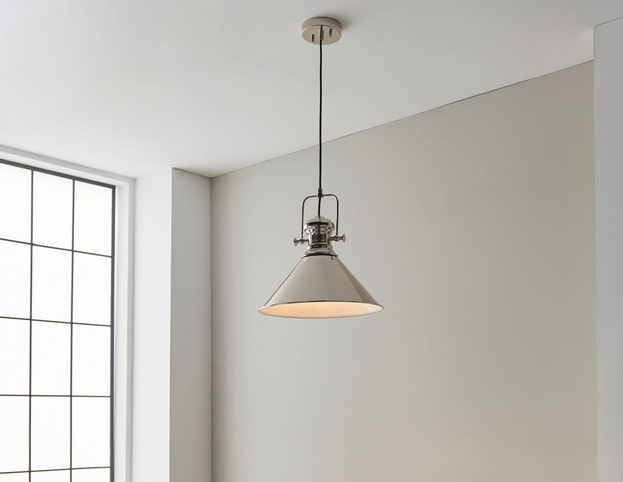 Brampton Nickel & White Ceiling Pendant Light