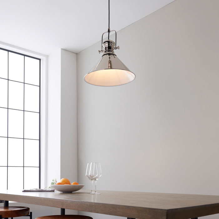 Brampton Nickel & White Ceiling Pendant Light