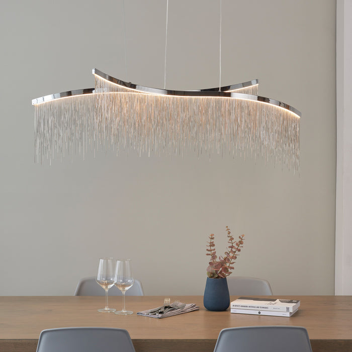 Orphelia Linear Pendant Light with Waterfall Chains