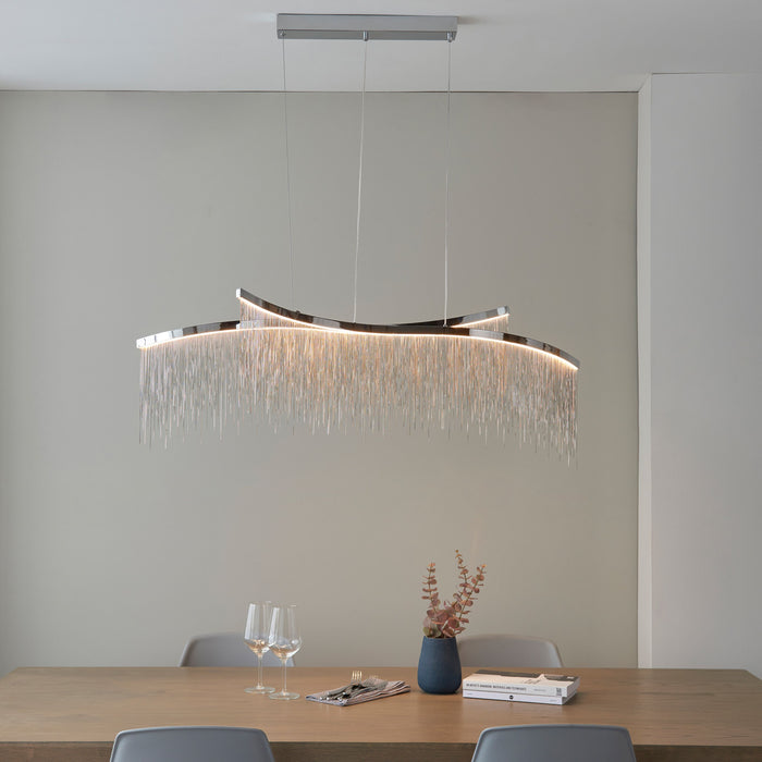 Orphelia Linear Pendant Light with Waterfall Chains