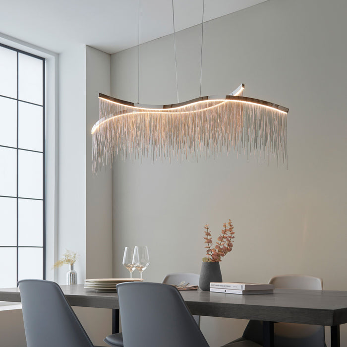 Orphelia Linear Pendant Light with Waterfall Chains