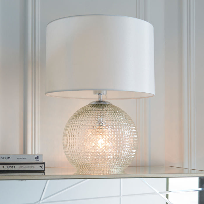 Knighton Clear Glass Table Lamp With Natural Shade