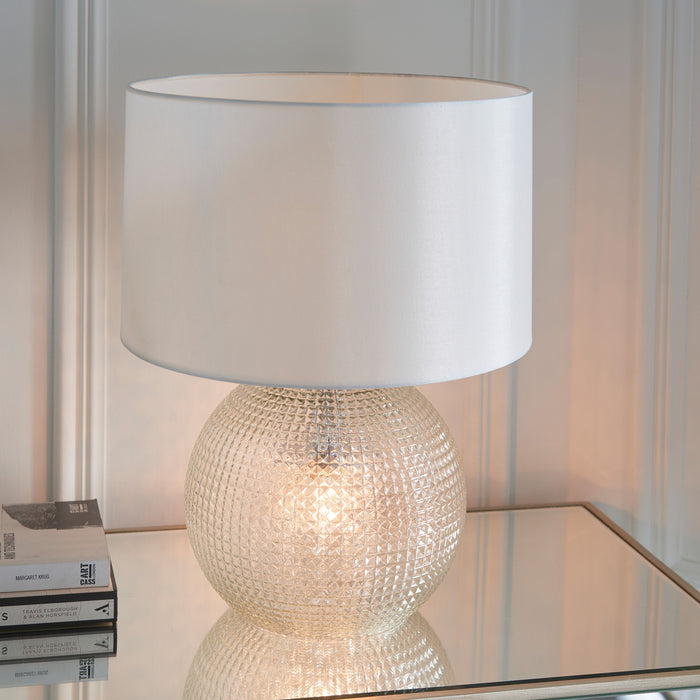 Knighton Clear Glass Table Lamp With Natural Shade