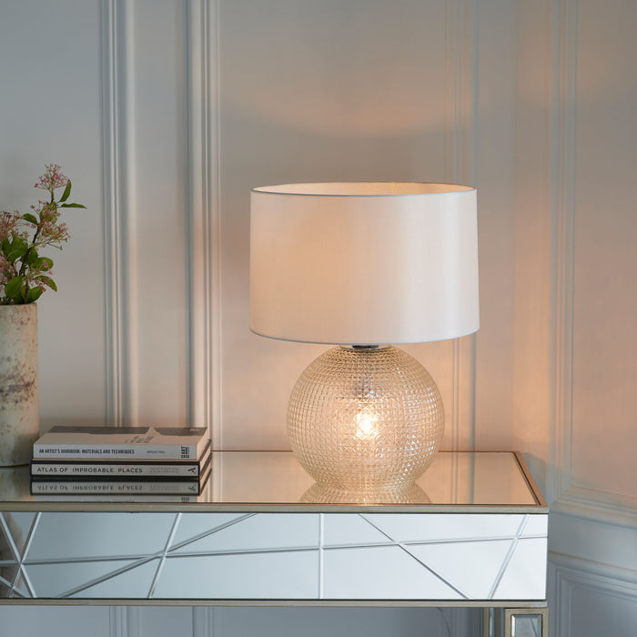 Knighton Clear Glass Table Lamp With Natural Shade