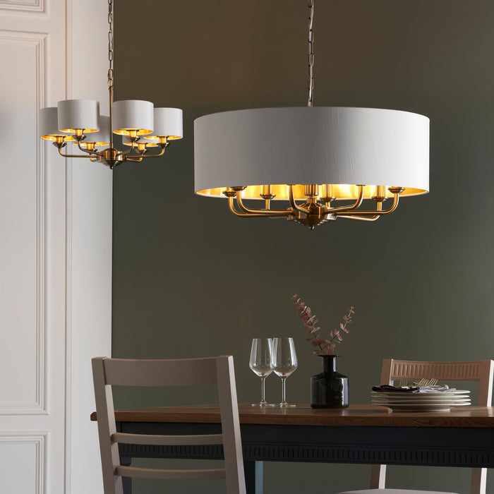 Highclere 8 Pendant Ceiling Light, Antique Brass